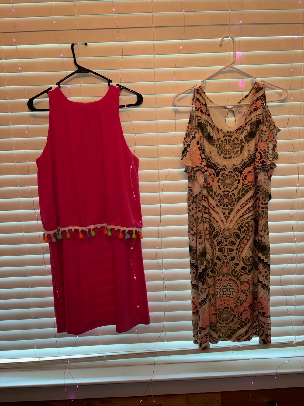 Hot Pink Tassel Hem Sleeveless Dress & cold shoulder cold shoulder lined dress L
